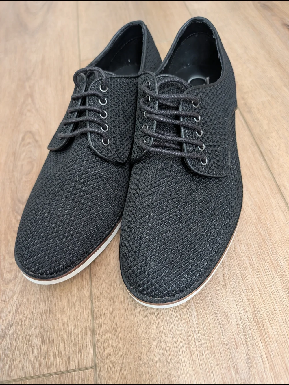 Men's Black Casual Lace-Up Shoes - Lightweight Knit Oxford